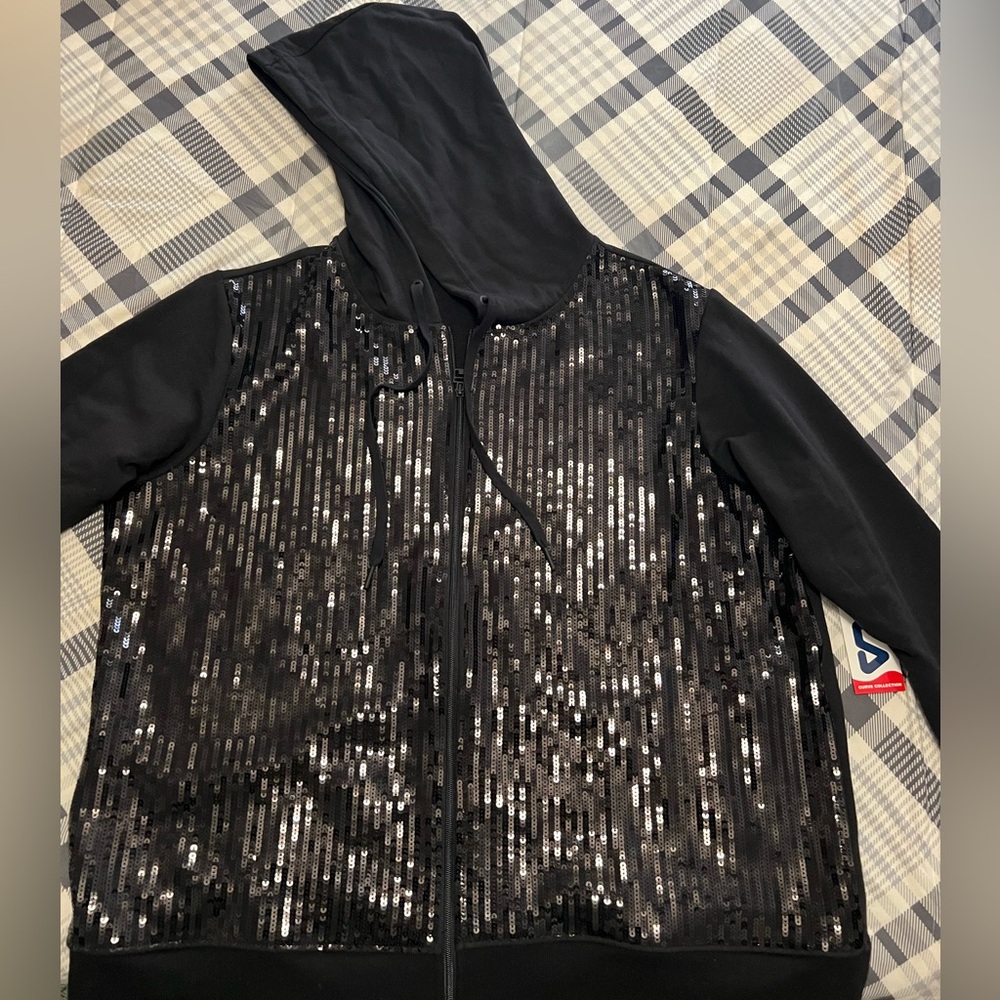 Fila Bling Bling Sequin Hoodie Jacket 2X Black NWT – Glam Streetwear